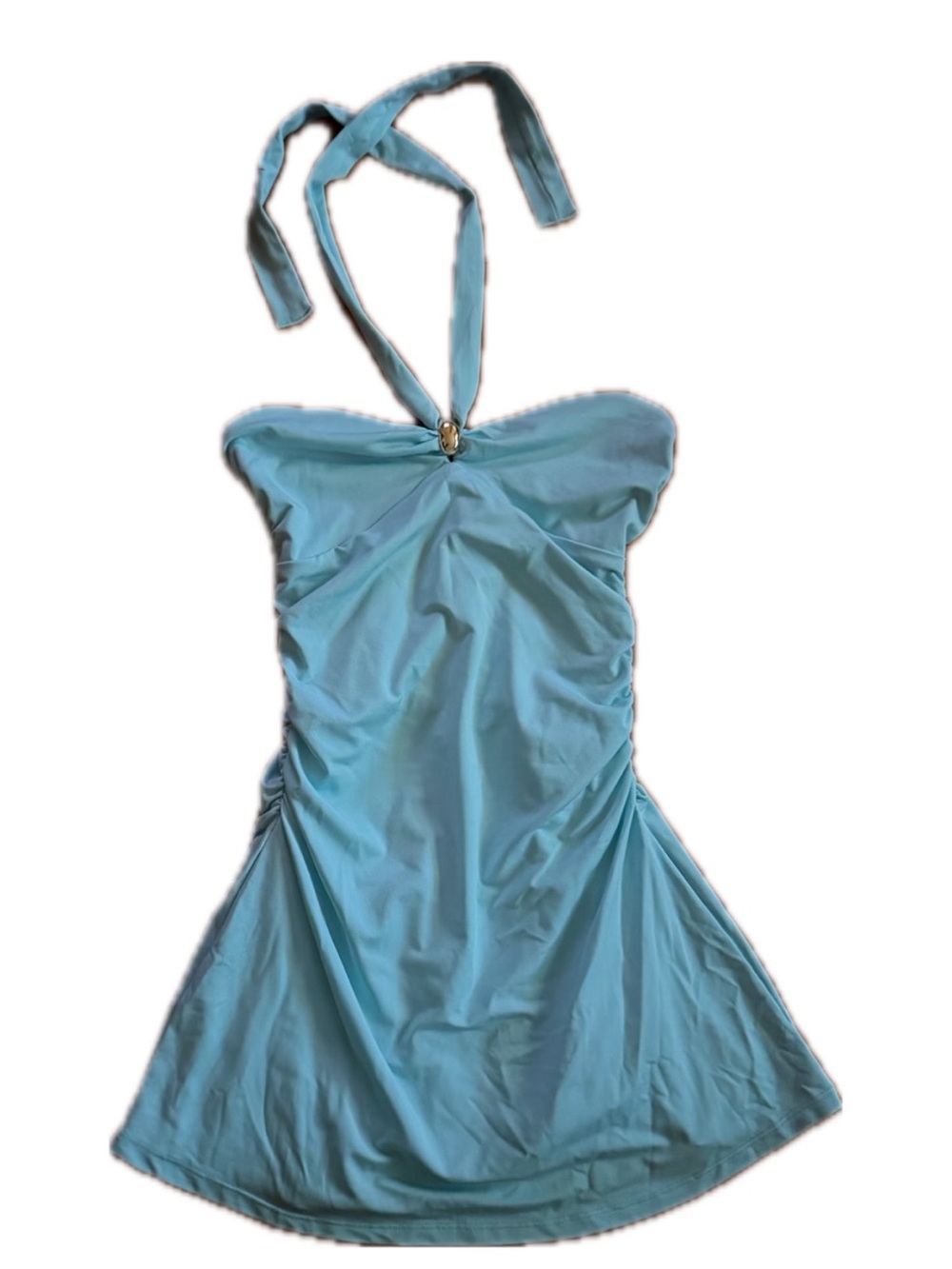 Streetwear Society Mini Halter Dress in Baby Blue